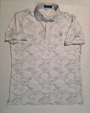 G/FORE x SWAG Golf Polo Mens M Gray Camo Skull Embroidered Performance
